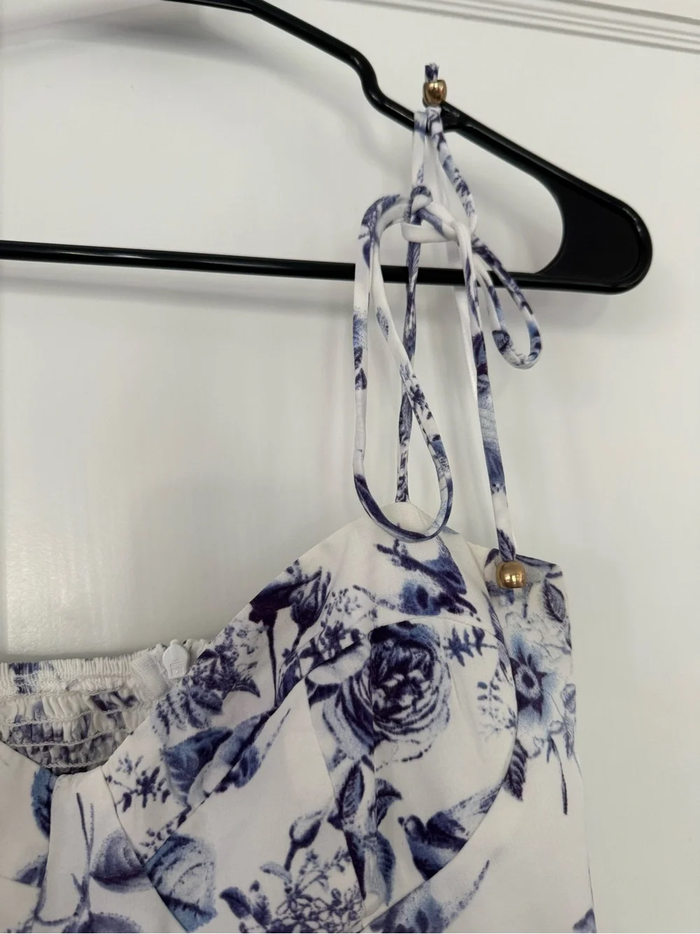 Petal & Pup White and Blue Floral Tie-Shoulder Midi Dress - Picture 6 of 8